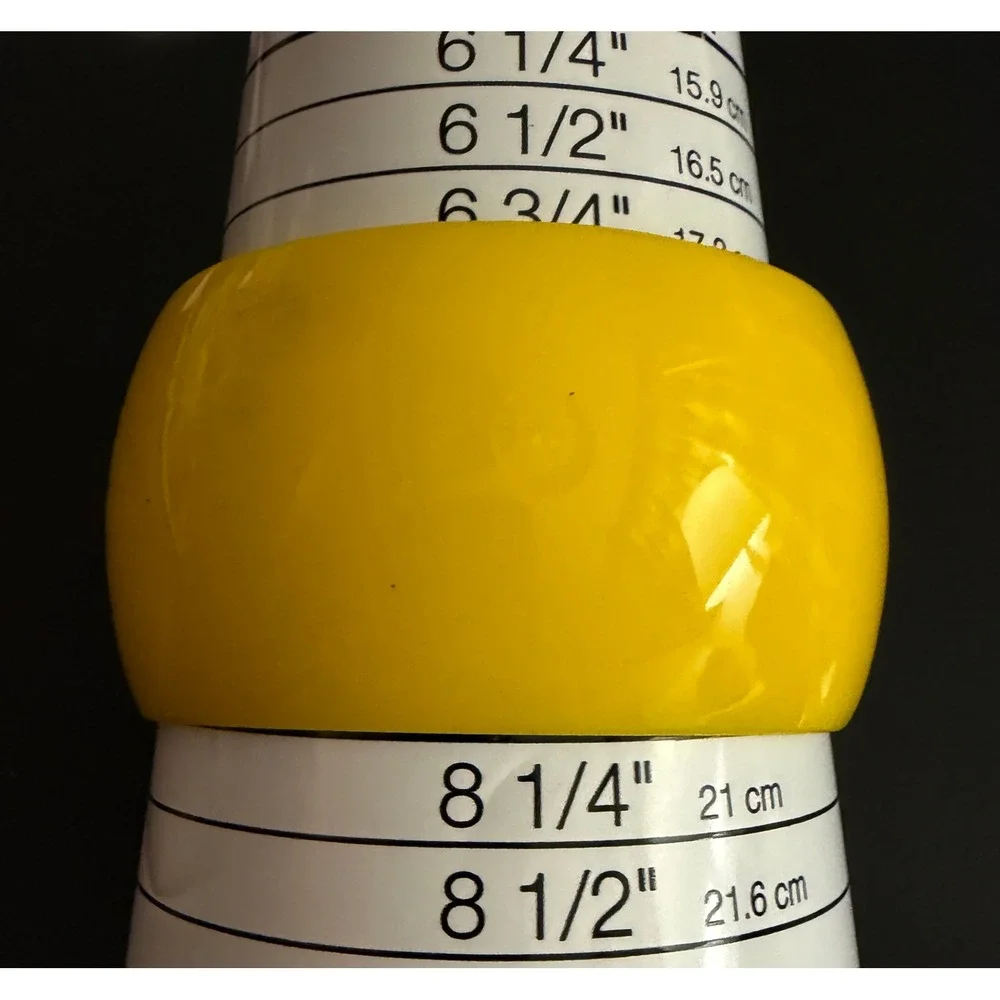 Vintage Bangle Bracelet Yellow Chunky Wide Acrylic